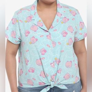 Hot Topic Kirby Button Down Tie front Top